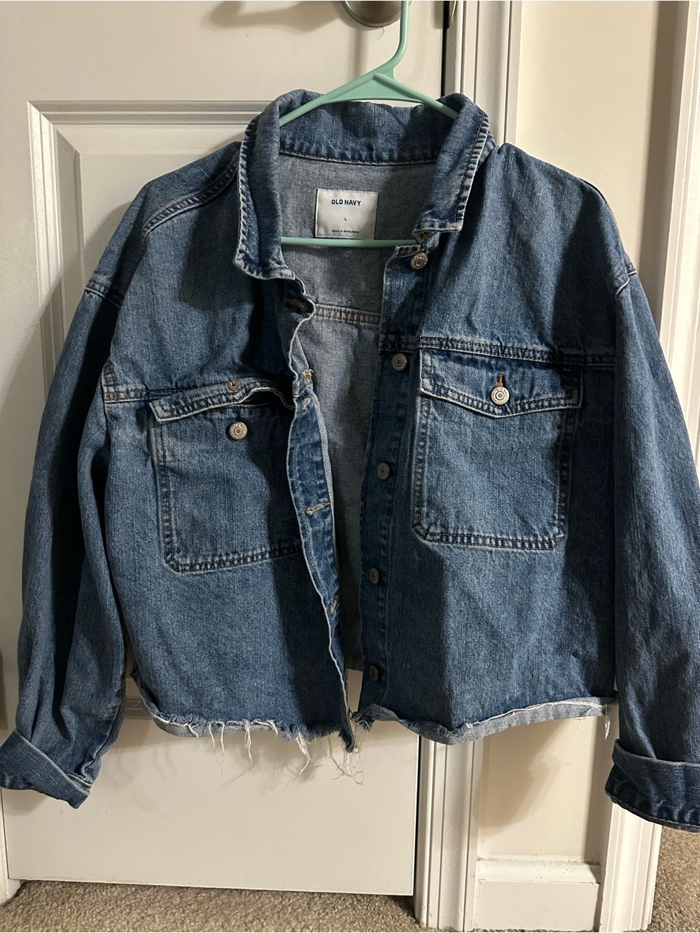 Old Navy Medium Blue Raw Hem Denim Jacket